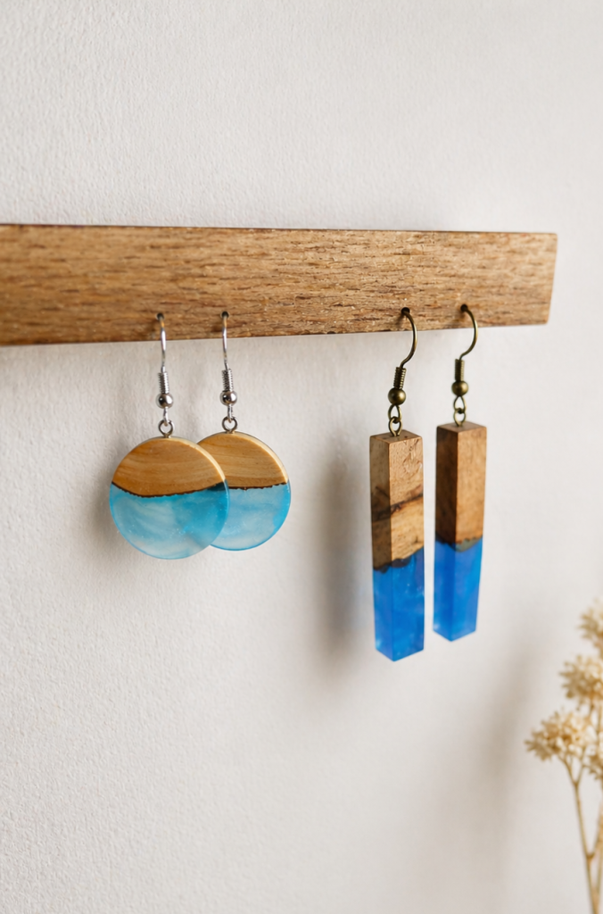 Boucles d'oreilles bois et résine